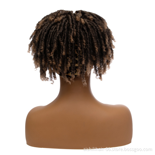 Wholesale price stort mix brown with light brown heat resistant fiber afro twist curly headband wig for women
